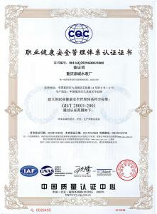 職業(yè)健康安全管理體系認證證書